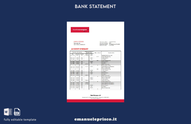 stile verificato modello word di estratto conto bancario norvegese Bank Norwegia
